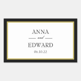 Zwarte Gouden Rand Bruid Bruidegom Rechthoekige St Sticker