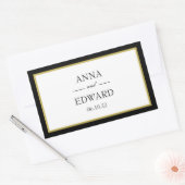 Zwarte Gouden Rand Bruid Bruidegom Rechthoekige St Sticker (Envelop)