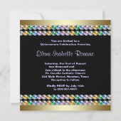 Zwarte Gouden Regenboog Quinceanera Kaart (Achterkant)