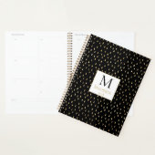 Zwarte Gouden Regendruppel Moderne Monogram Planner (Display)