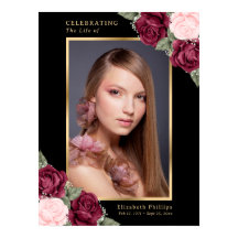 Zwarte Gouden Rode Bloem Foto Herdenking Funeral T