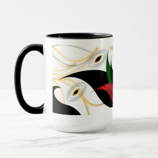 Zwarte, Gouden, Rode & Groene Abstracte Sierkunst Mok