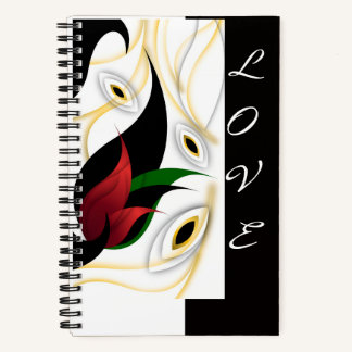 Zwarte, Gouden, Rode & Groene Abstracte Sierkunst Notitieboek