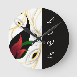 Zwarte, Gouden, Rode & Groene Abstracte Sierkunst Ronde Klok
