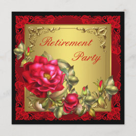 Zwarte Gouden Rode Roos Vrouw Pensioneringsfeest Kaart
