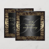 Zwarte & Gouden Roos 50ste huwelijksjubileum Uitno Kaart (Voorkant / Achterkant)