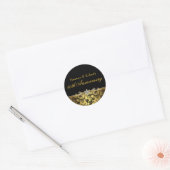 Zwarte & gouden Roos 50ste verjaardag Sticker (Envelop)