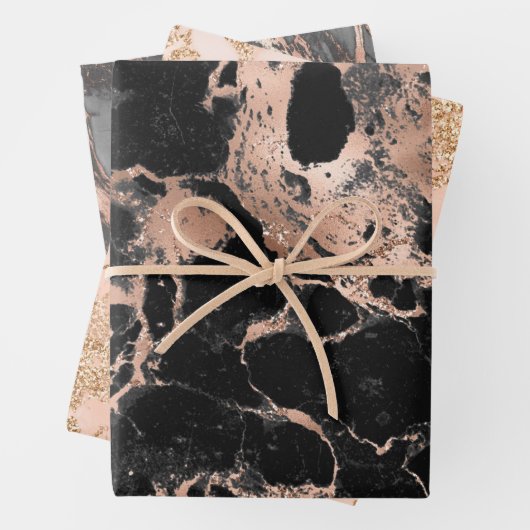 Zwarte gouden roos inpakpapier vel (In situ)