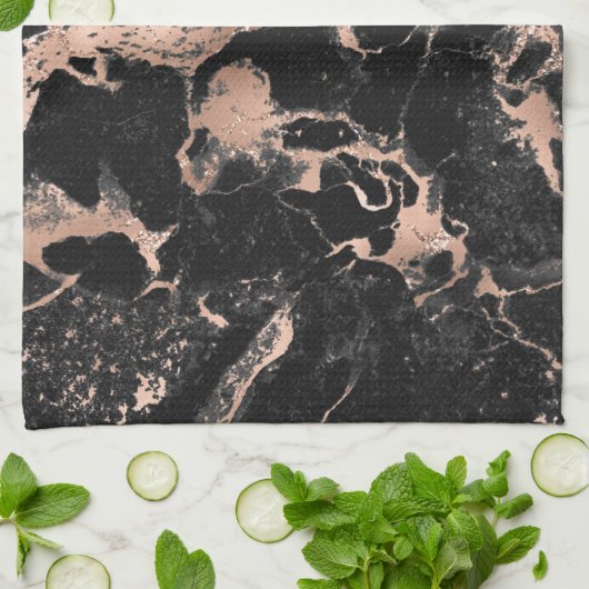 Zwarte gouden roos theedoek (Gevouwen)