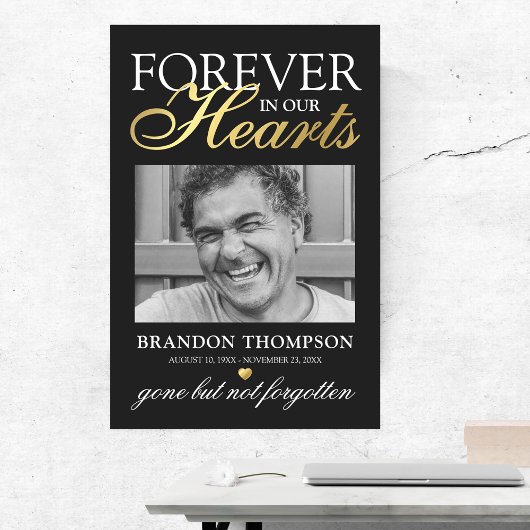 Zwarte Gouden Rouwfoto Herdenking Poster