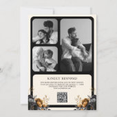 Zwarte Gouden Rozen Kant Crème Gotische QR Code Tr Kaart (Achterkant)