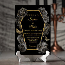 Zwarte & Gouden Rozen Kist Gotische Elegante Trouw