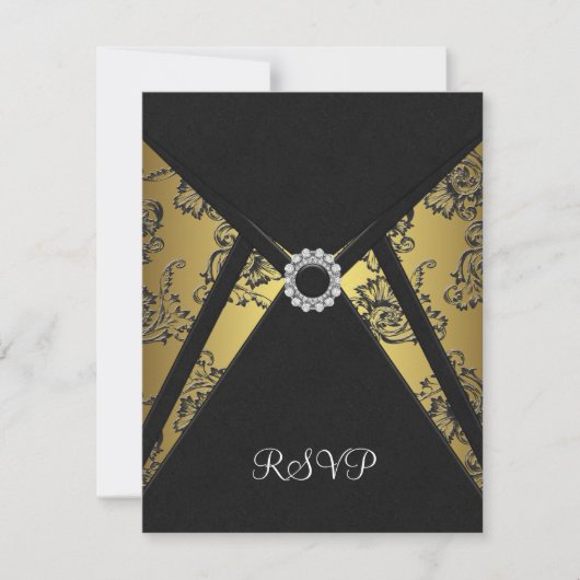 Zwarte Gouden RSVP Kaart (Voorkant)