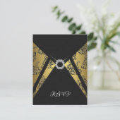 Zwarte Gouden RSVP Kaart (Staand voorkant)