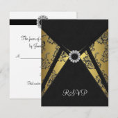 Zwarte Gouden RSVP Kaart (Voorkant / Achterkant)