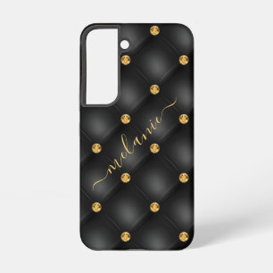 Zwarte Gouden Samsung Galaxy Hoes met Aangepaste N Hoesje