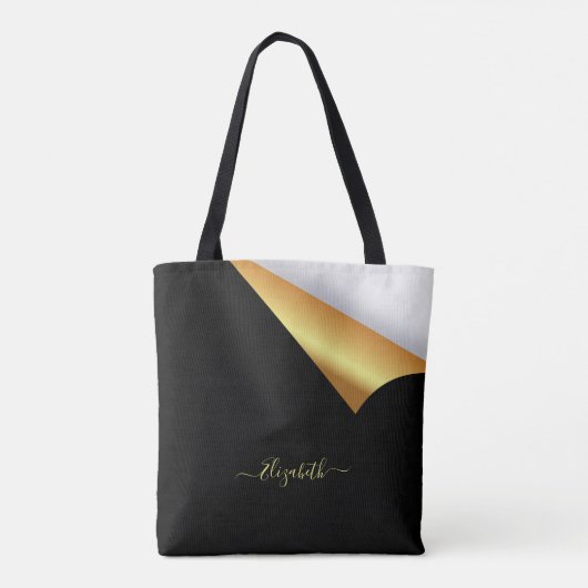 Zwarte gouden scheuren de moderne elegante naam we tote bag (Achterkant)
