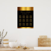 Zwarte Gouden Schrift Trouwzaalstoelindeling Poster (Keuken)