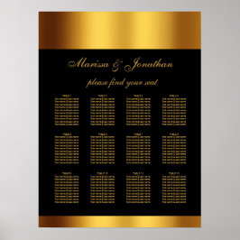Zwarte Gouden Schrift Trouwzaalstoelindeling Poster