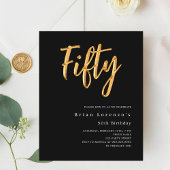 Zwarte gouden script 50ste verjaardagsuitnodiging