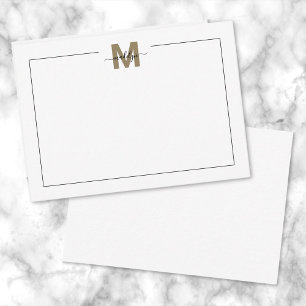 Zwarte Gouden Script Calligrafie Naam Monogram Notitiekaartje