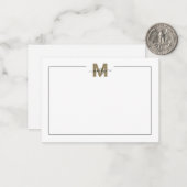 Zwarte Gouden Script Calligrafie Naam Monogram Notitiekaartje (Voorkant / Achterkant in situ)