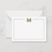 Zwarte Gouden Script Calligrafie Naam Monogram Notitiekaartje (Voorkant)