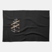  Zwarte Gouden Script Naam Monogram  Theedoek (Horizontaal)