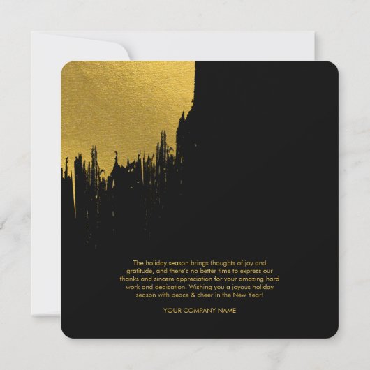 Zwarte Gouden Script Zakelijk Logo Kerstkaart (Achterkant)