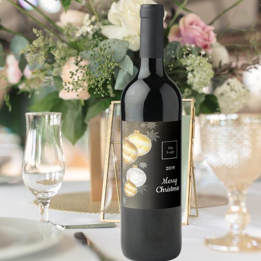 Zwarte gouden sieraden bedrijf kerst wijn etiket