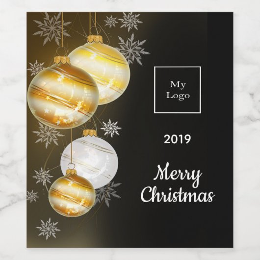 Zwarte gouden sieraden bedrijf kerstmis wijn etiket (Enkel label)