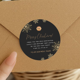 Zwarte Gouden Sneeuwvlok Aangepast Bedrijfslogo Ke Ronde Sticker