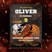 Zwarte gouden sport jongens Verjaardag Kaart