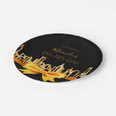 Zwarte gouden stad skyline boog papieren bordje (Gekanteld)