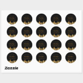 Zwarte gouden stad skyline moderne verjaardagsfees ronde sticker (Vel)