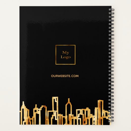 Zwarte gouden stad skyline naam bedrijf logo 2022 planner (Achterkant)