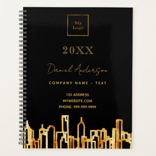 Zwarte gouden stad skyline naam bedrijf logo 2022 planner