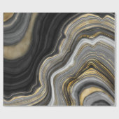 Zwarte gouden steen marmer ziet er elegant uit cadeaupapier (Vlak)