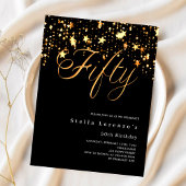 Zwarte gouden sterren 50ste verjaardag uitnodiging
