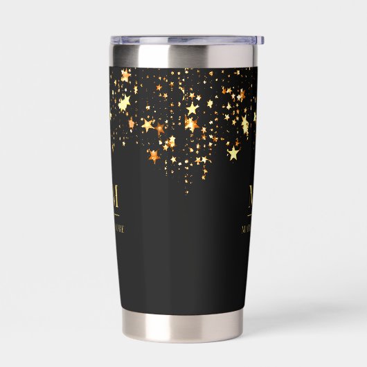 Zwarte gouden sterren aangepaste monogram initiale geïsoleerde drinkbeker (Links)