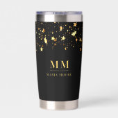Zwarte gouden sterren aangepaste monogram initiale geïsoleerde drinkbeker (Achterkant)
