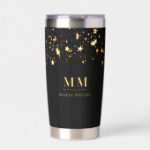 Zwarte gouden sterren aangepaste monogram initiale geïsoleerde drinkbeker (Voorkant)