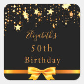 Zwarte gouden sterren in de moderne chic vierkante sticker (Voorkant)