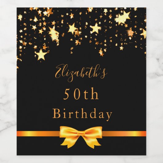 Zwarte gouden sterren in de moderne chic wijn etiket (Enkel label)