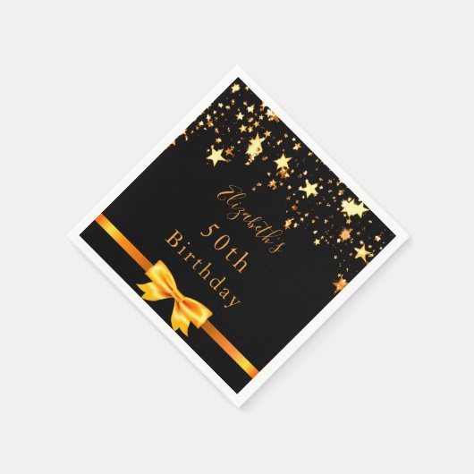 Zwarte gouden sterren in het moderne monogram servet (Hoek)