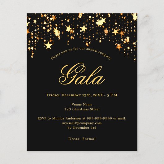Zwarte gouden sterren jaarlijkse bedrijf gala uitn (Voorkant)