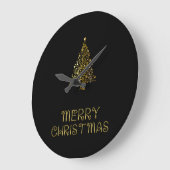 Zwarte gouden sterren kerstboom elegante wandklok (Hoek)