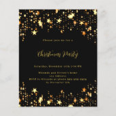 Zwarte gouden sterren kerstfeest uitnodiging (Voorkant)
