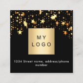 Zwarte gouden sterren logo QR code Facebook volg o Vierkante Visitekaartje (Voorkant)
