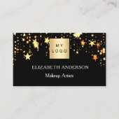 Zwarte gouden sterren logo Qr-code sociale media Visitekaartje (Voorkant)